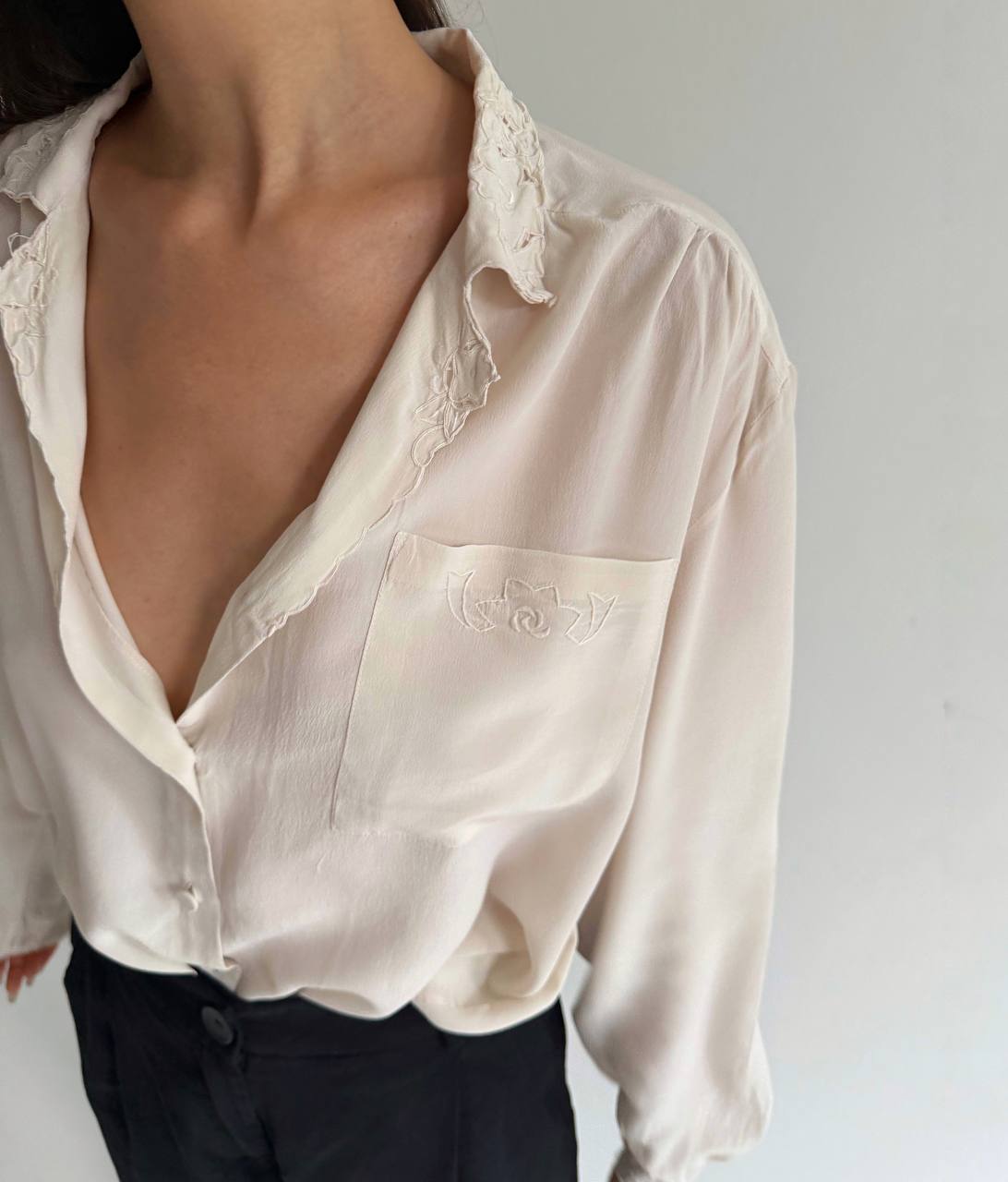 Vintage embroidered silk shirt