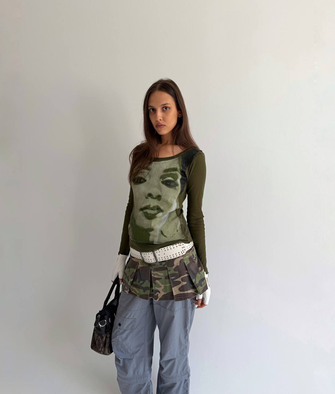 Vintage mesh cotton blend top
