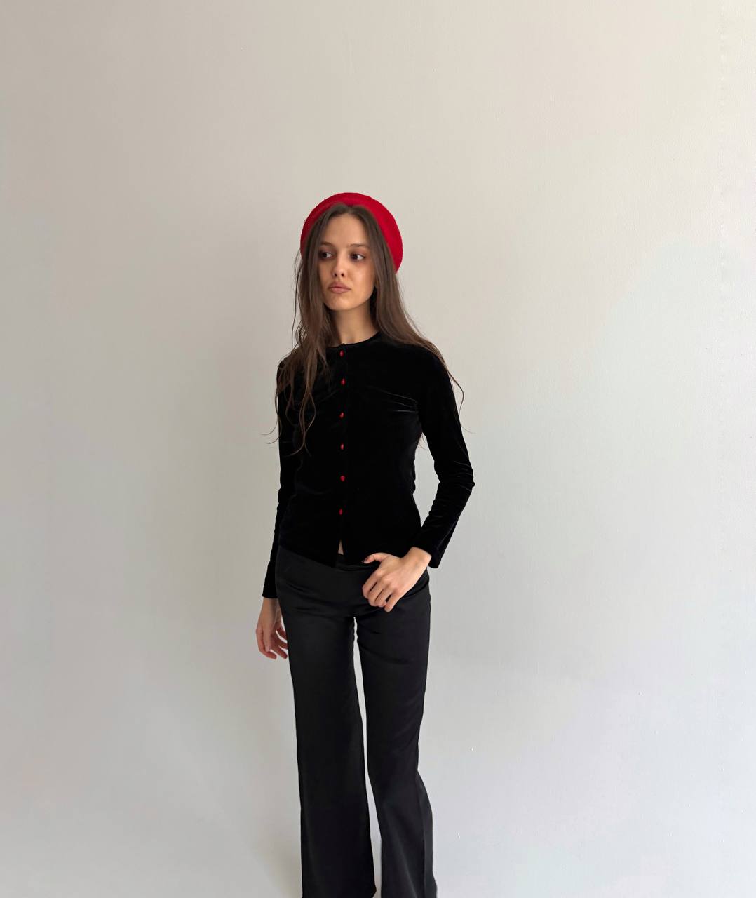 Vintage velvet cardigan with roses