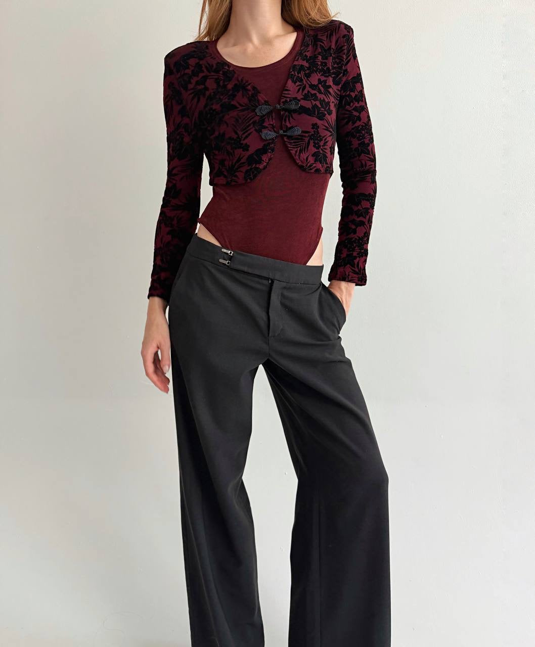 Vintage 100% acetate burgundy bodysuit