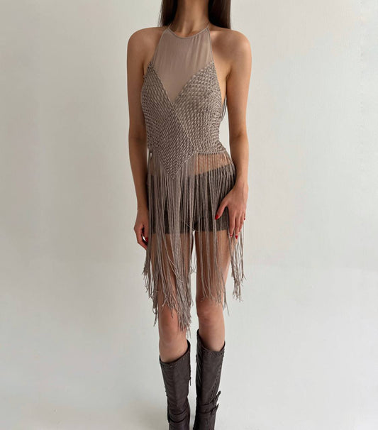 Vintage pure silk Max Mara top with tassels