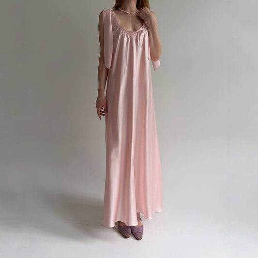 Vintage 100% pure silk pink long dress