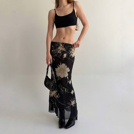 Vintage long skirt with flower print