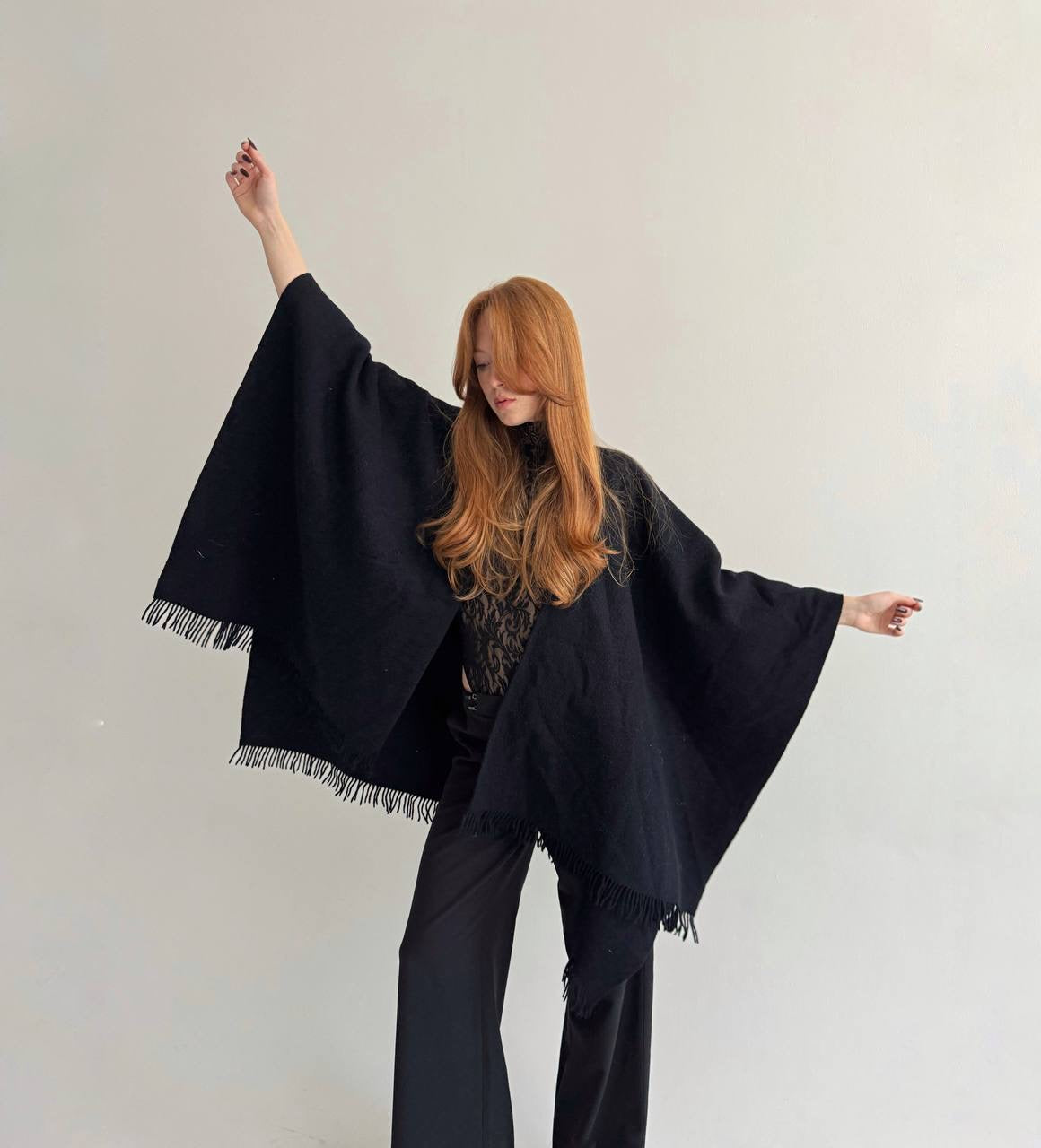 Vintage black coat poncho