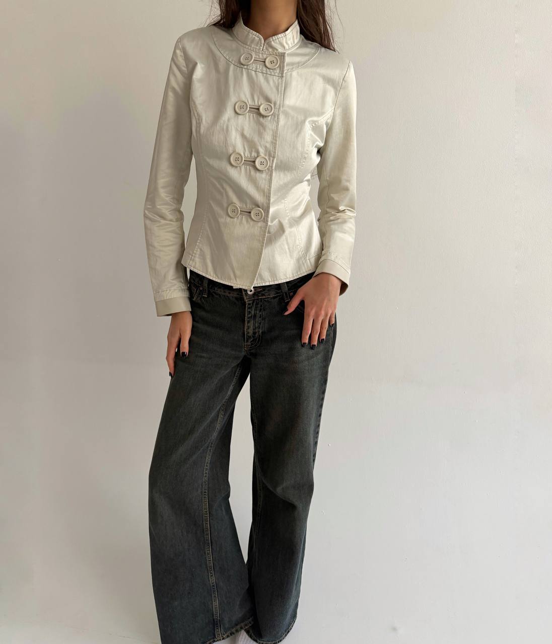 Vintage cotton cream satin jacket