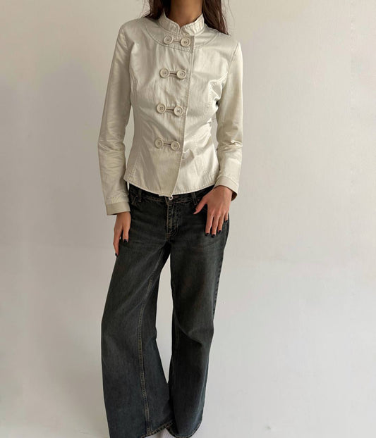 Vintage cotton cream satin jacket
