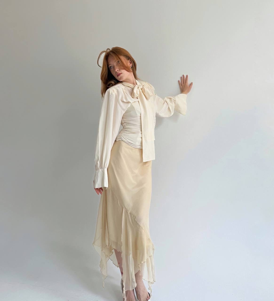 Vintage asymmetrical 100% pure silk skirt