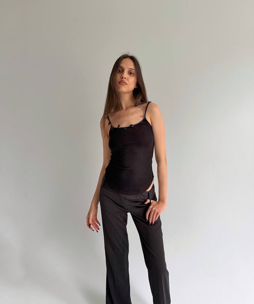 Vintage acetate mesh top with leaves