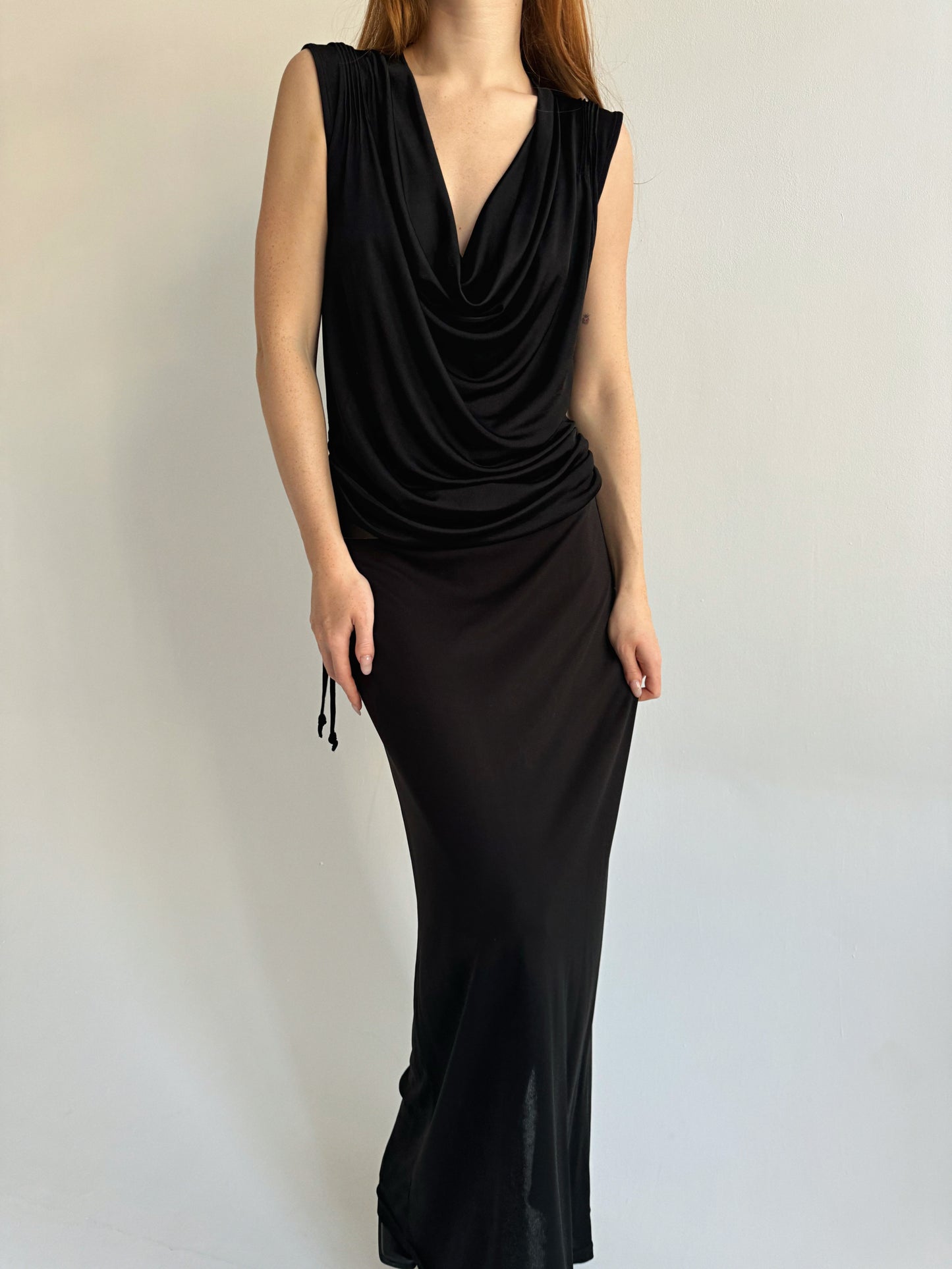 Y2K viscose blouse with cowl neck