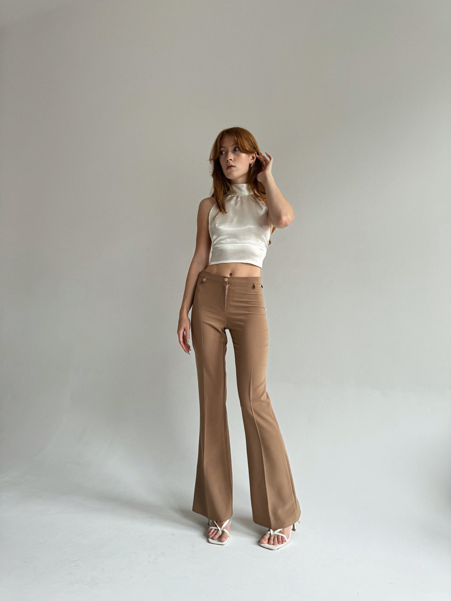 Vintage flared cotton blend pants