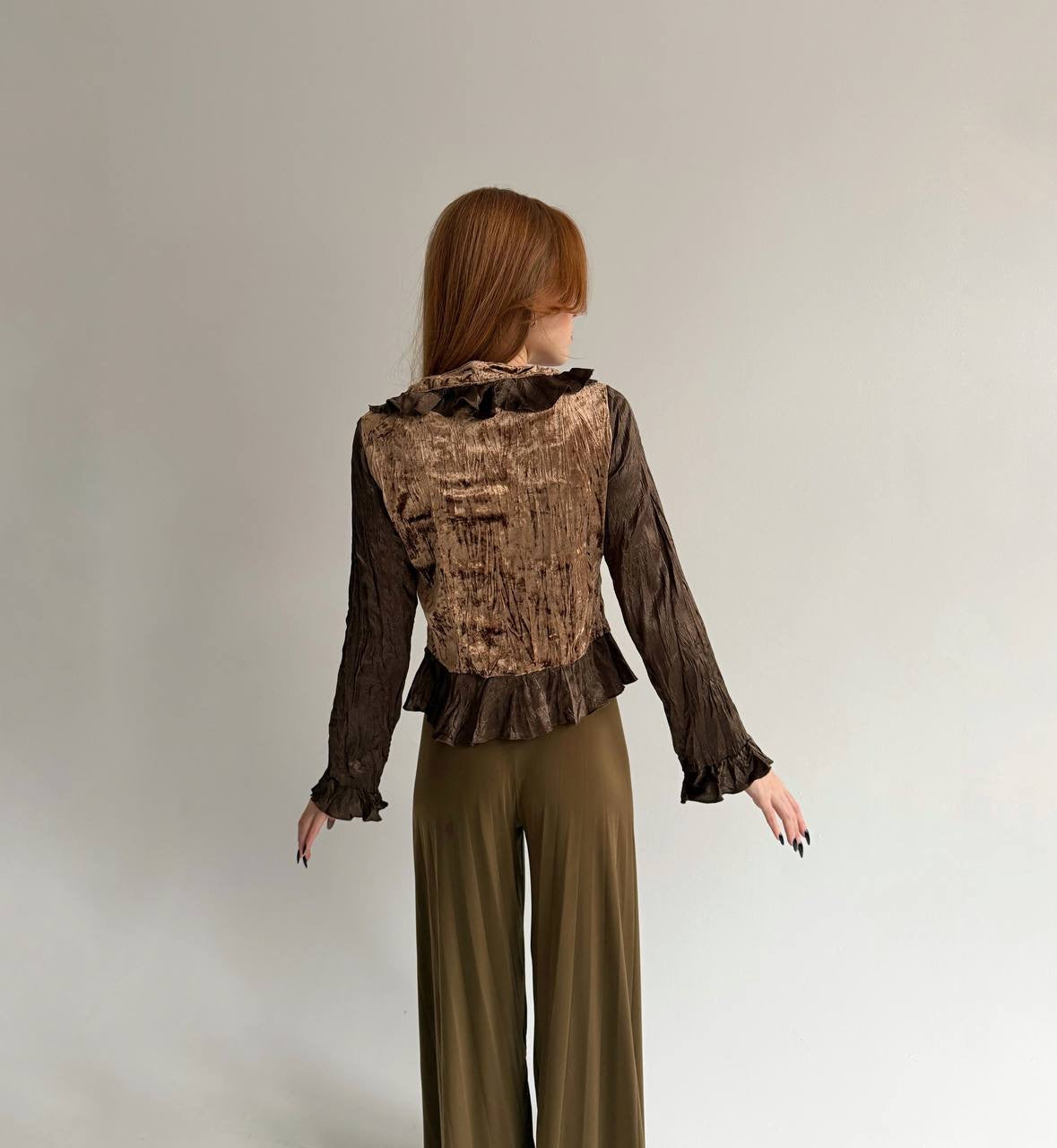 Vintage 73% cotton velvet cardigan blouse