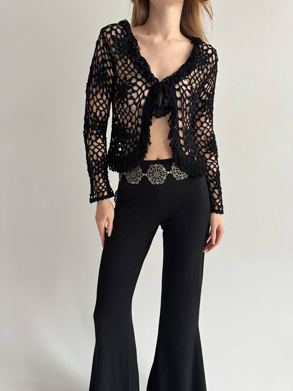 Vintage black crochet blouse