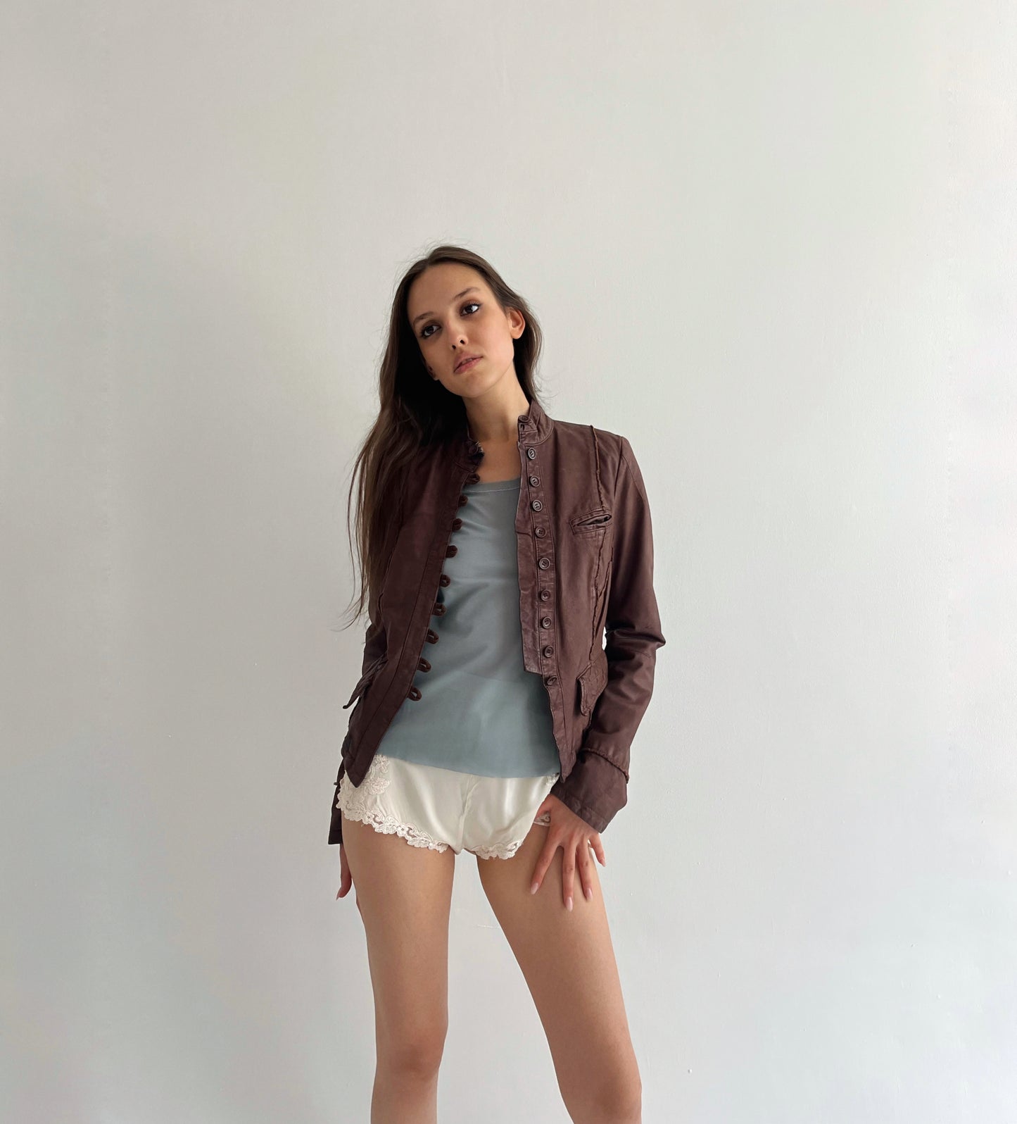 Vintage genuine leather admiral jacket