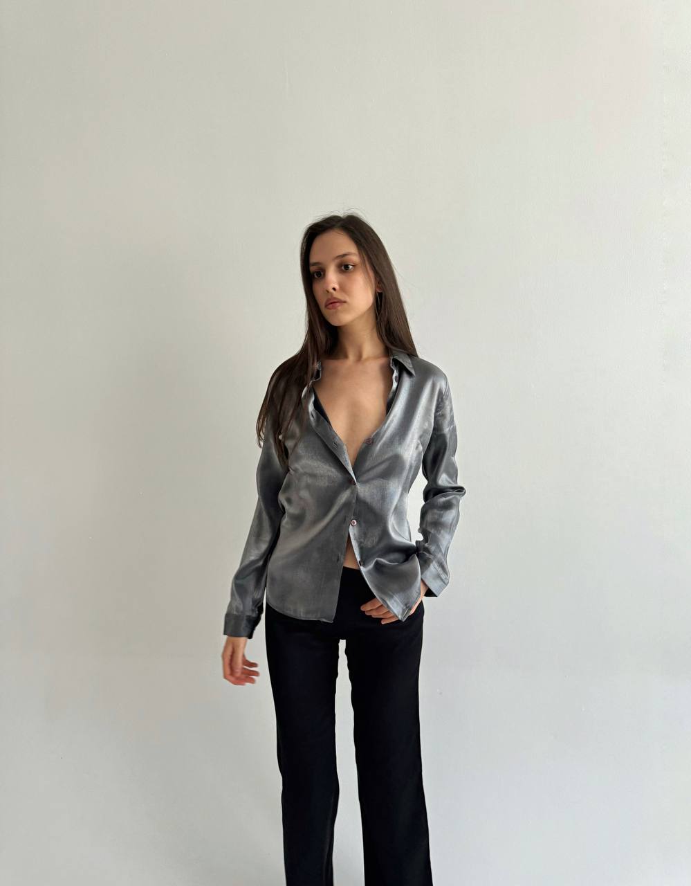 Vintage viscose chrome liquid blouse