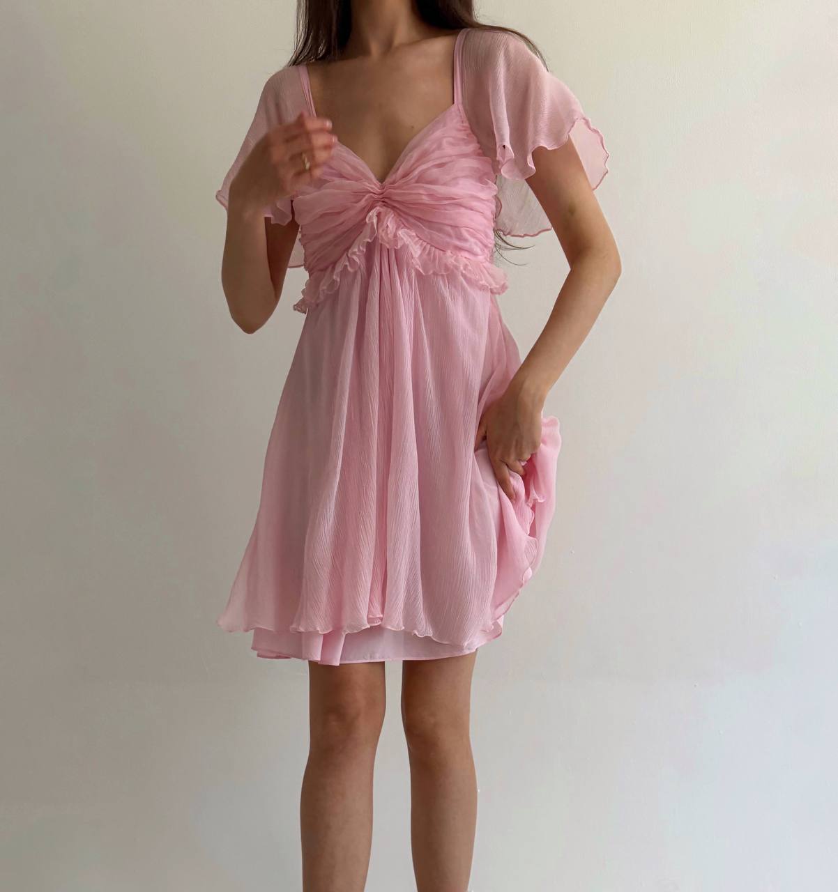 Blumarine pink viscose and silk dress