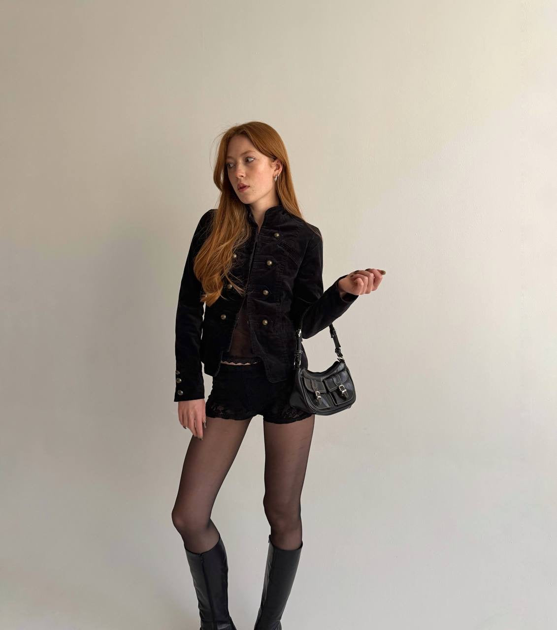 Y2K cotton velvet napoleon jacket