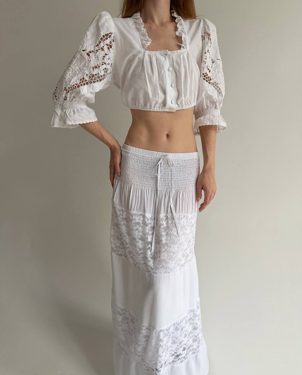 Vintage Bavarian 100% cotton cropped blouse