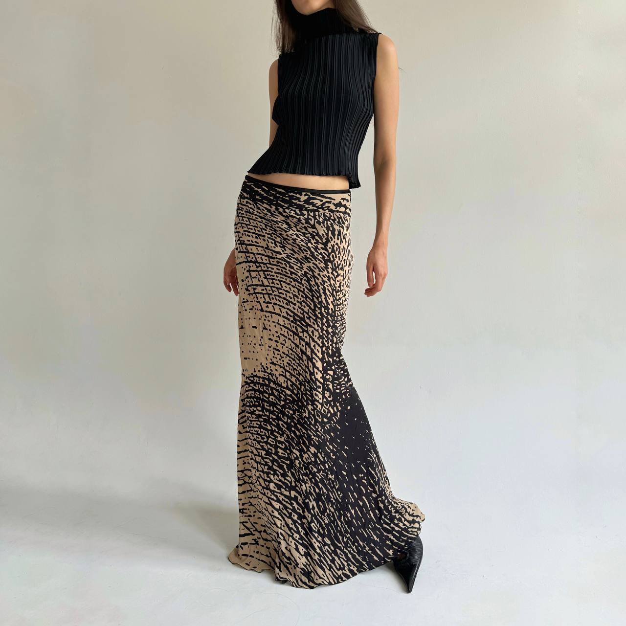 Iceberg silk super long printed skirt