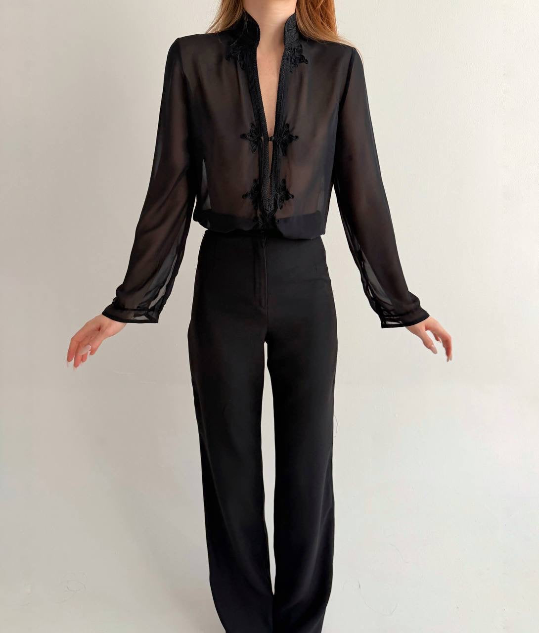 Vintage semi black blouse