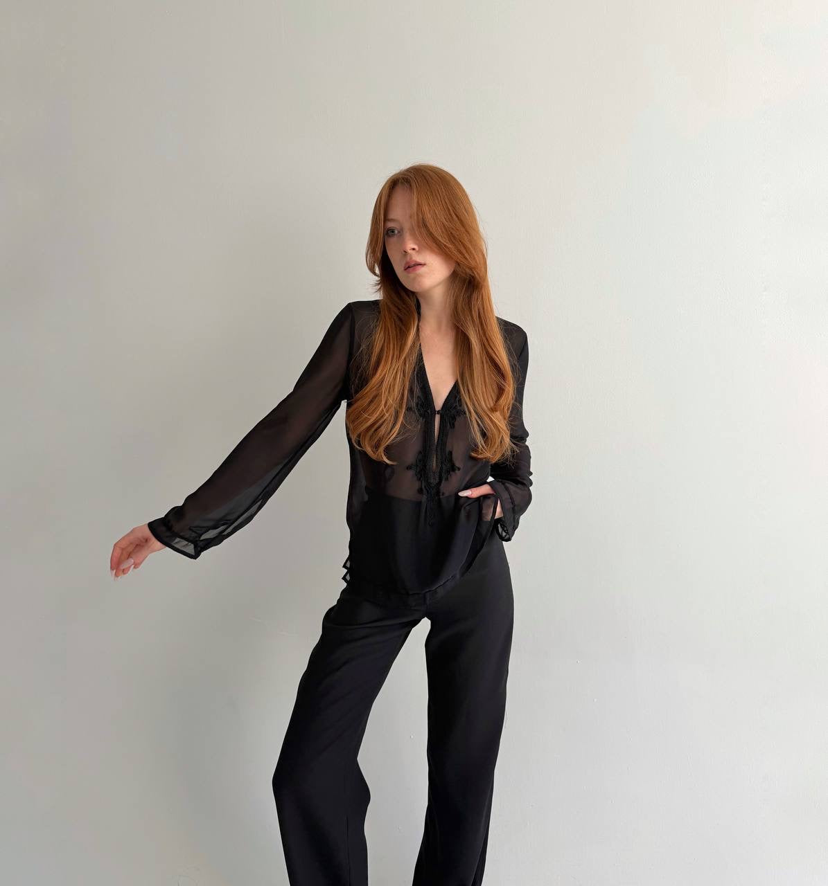 Vintage semi black blouse
