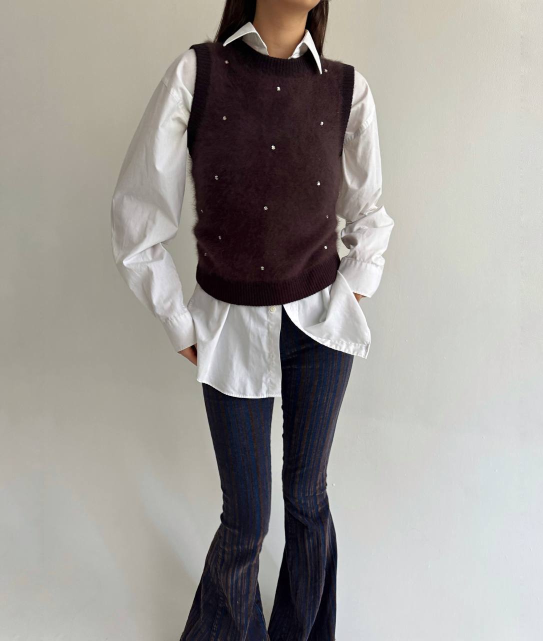 Vintage angora brown vest