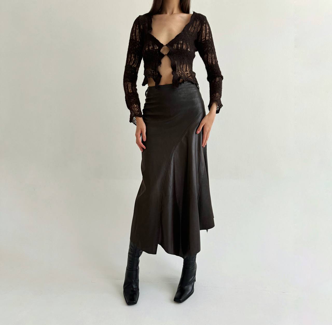 Vintage pleather brown skirt