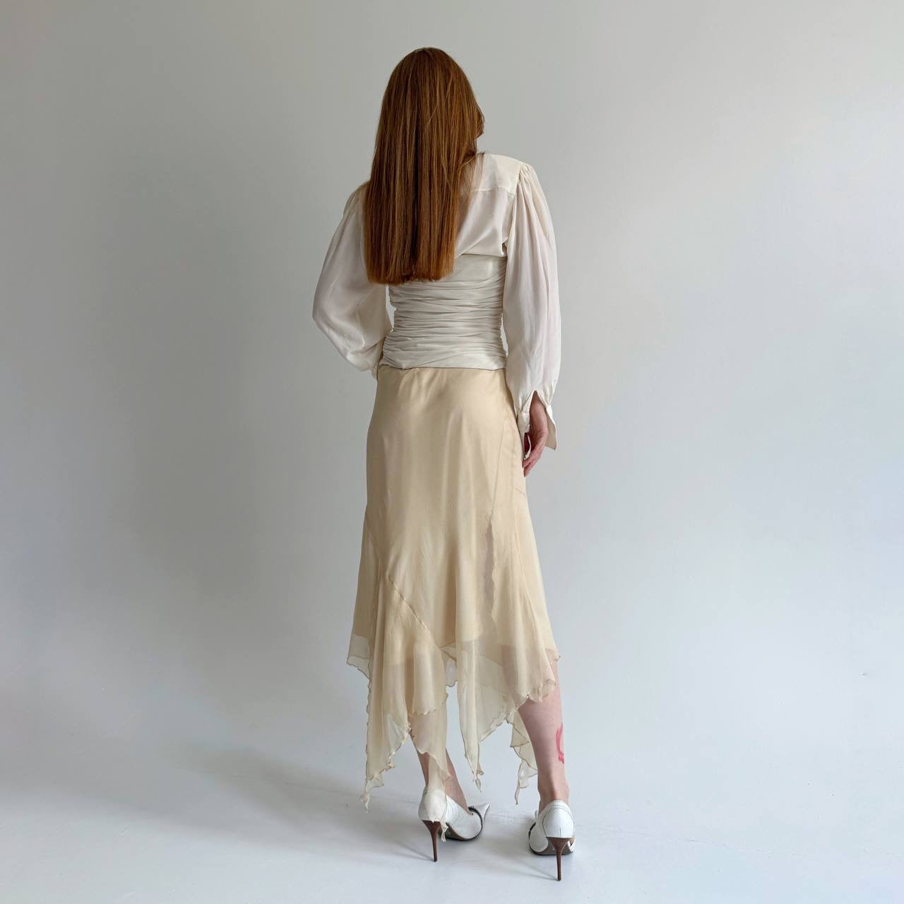 Vintage asymmetrical 100% pure silk skirt