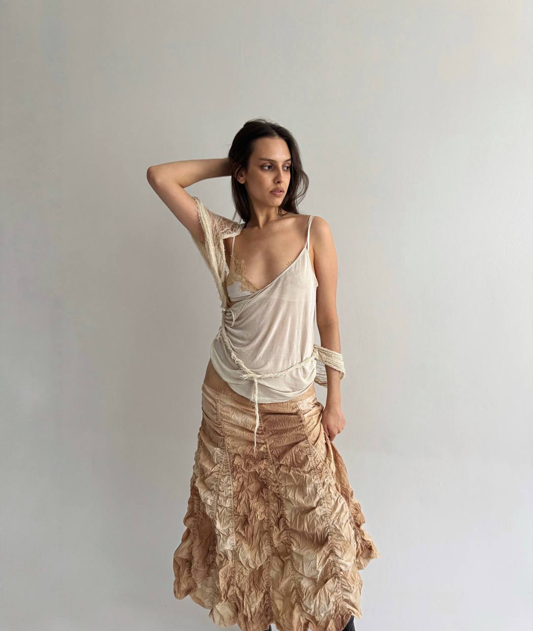 Vintage ruched washed skirt