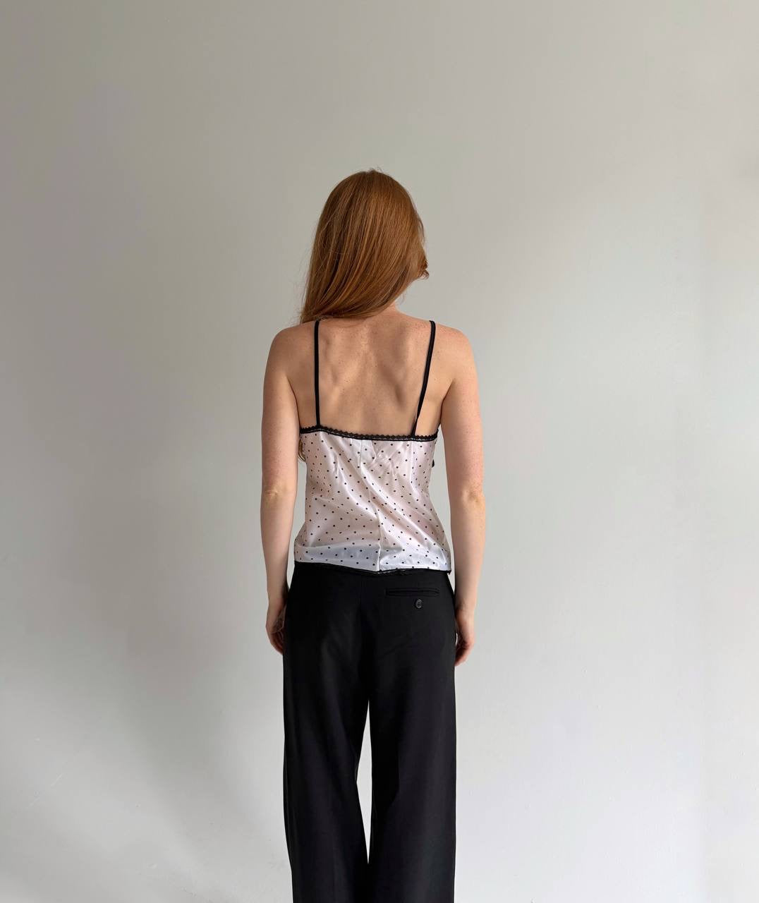 Vintage polka dot cami top with lace