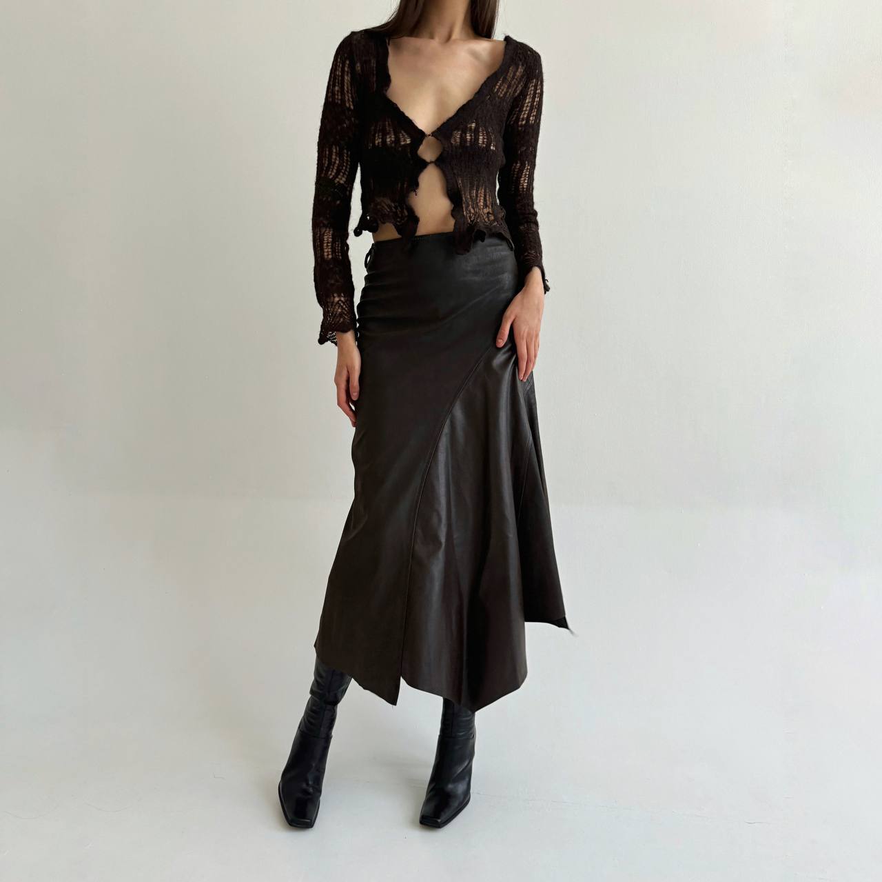 Vintage pleather brown skirt