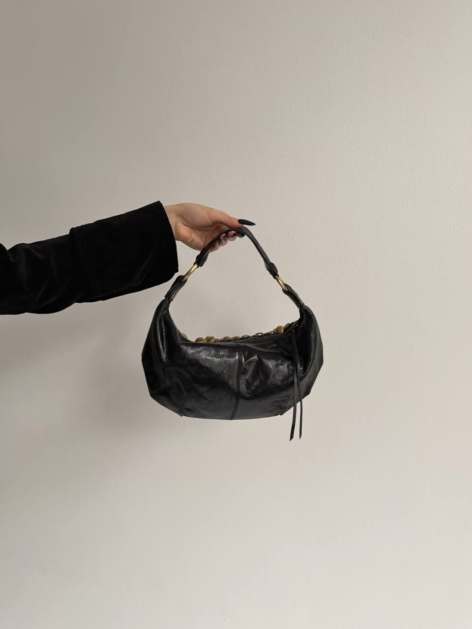 Vintage genuine leather black shoulder bag