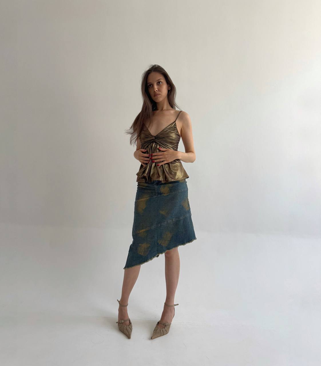 Vintage asymmetrical denim skirt