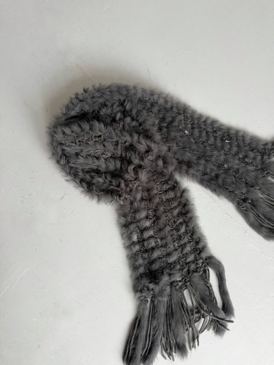 Vintage crochet 70% rabbit fur scarf