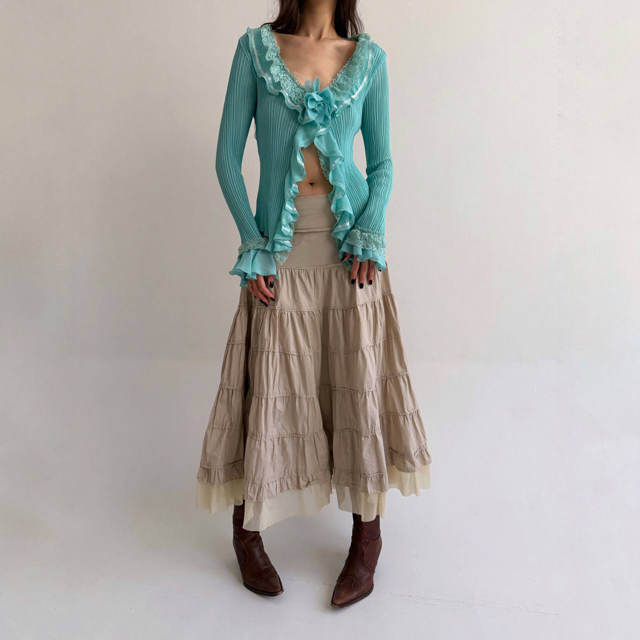 Vintage cotton ruched skirt