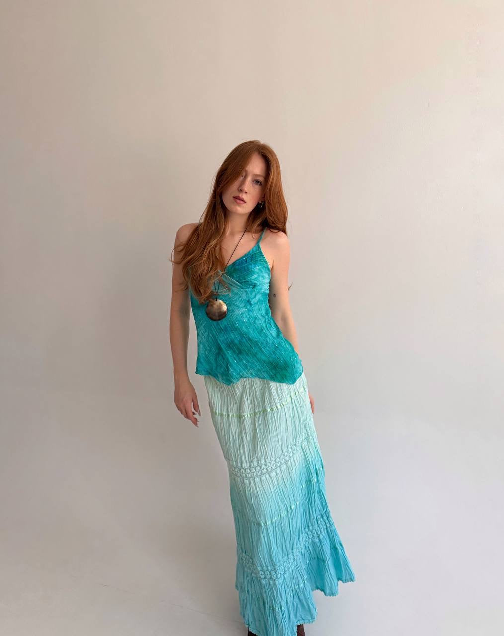 Vintage asymmetrical cami top with sequins
