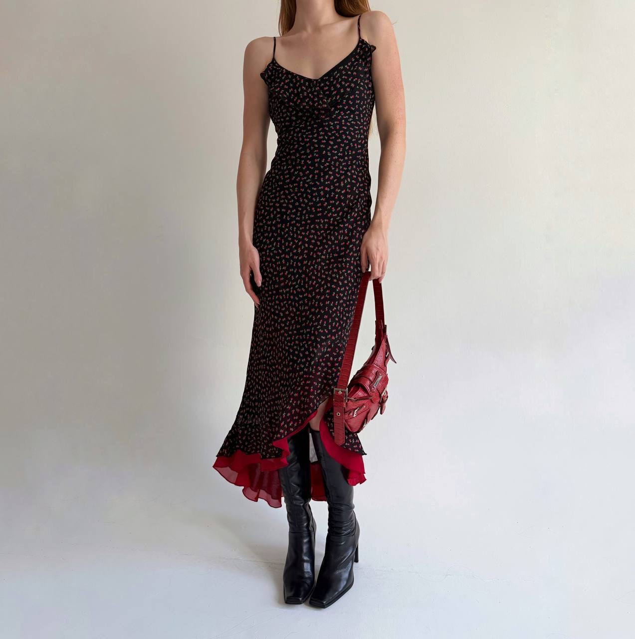Vintage viscose long asymmetrical dress