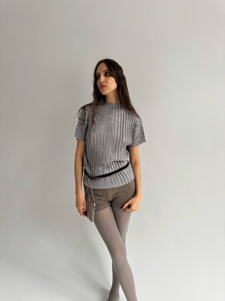 Vintage chrome pleated top