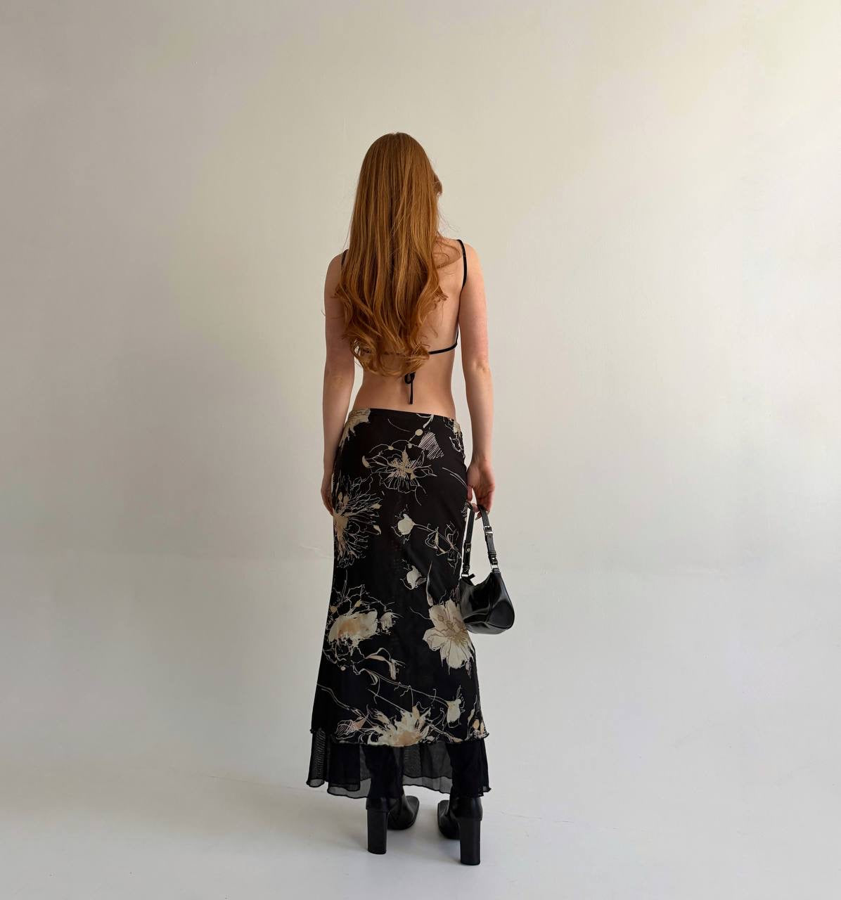 Vintage long skirt with flower print