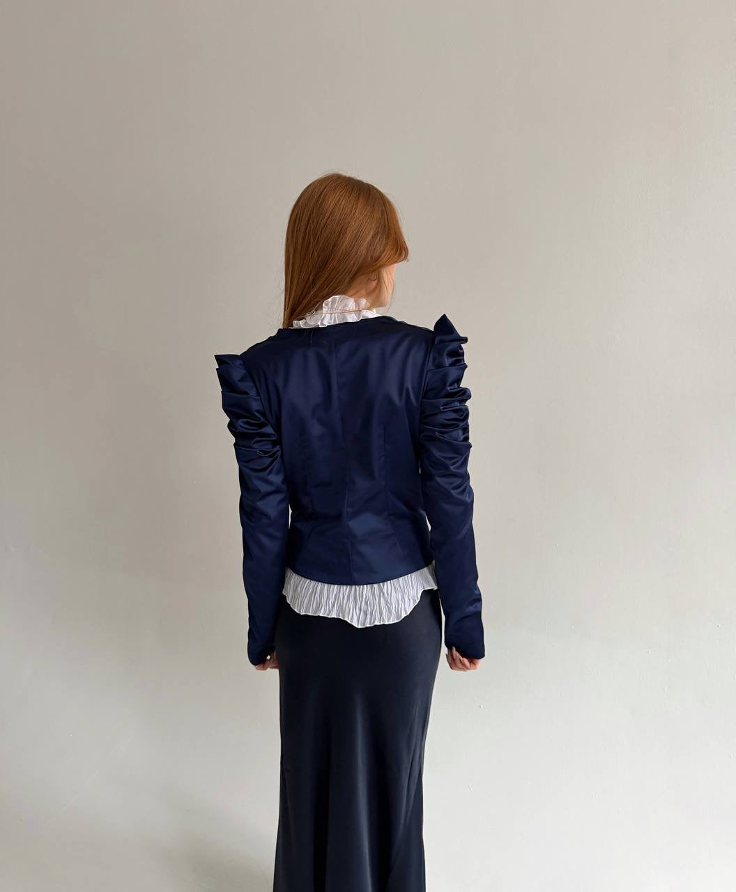 Vintage satin jacket with sharp shoulders