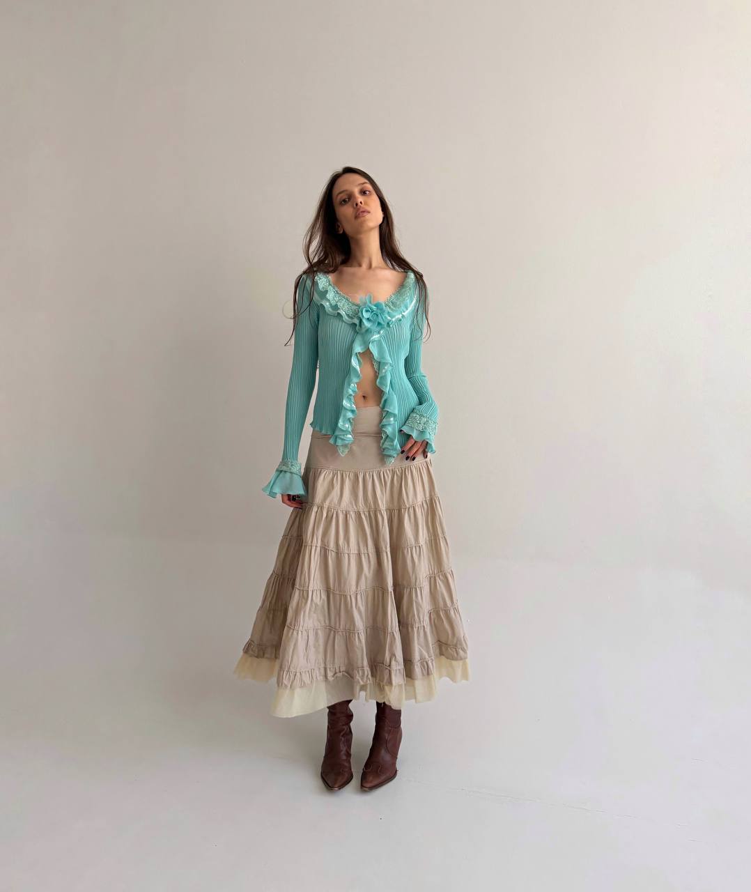 Vintage cotton ruched skirt