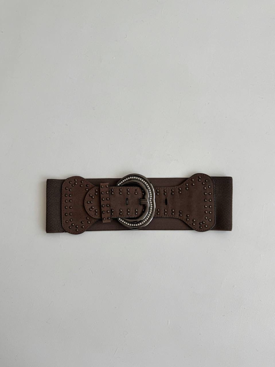 Vintage brown elastic studded belt