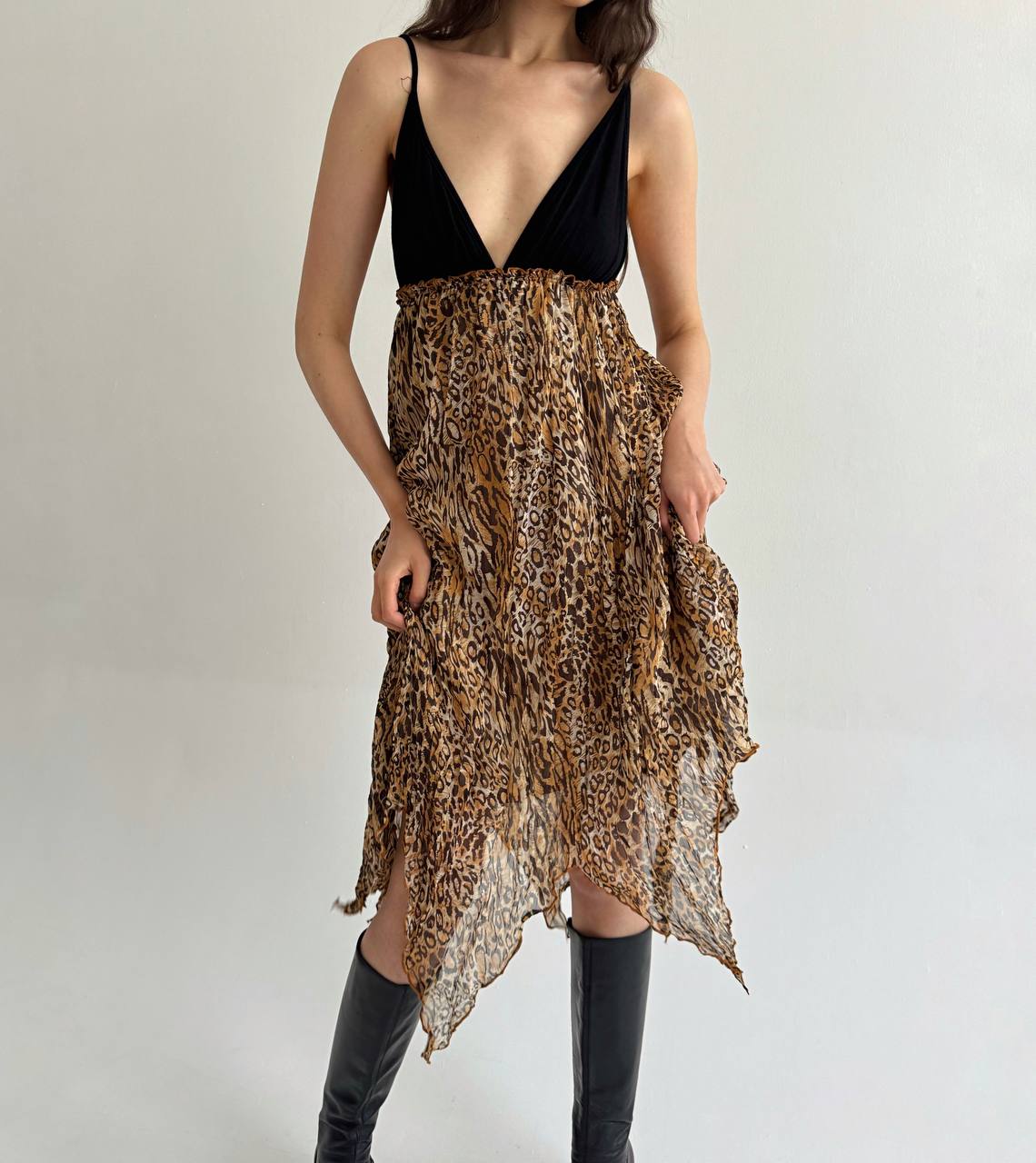 Vintage leopard print asymmetrical dress