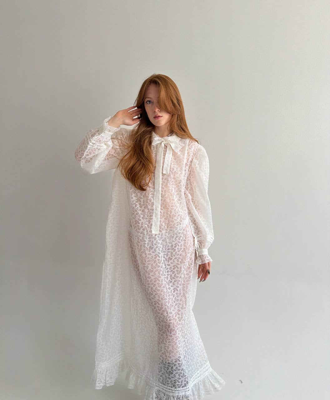 Vintage cotton blend printed night gown
