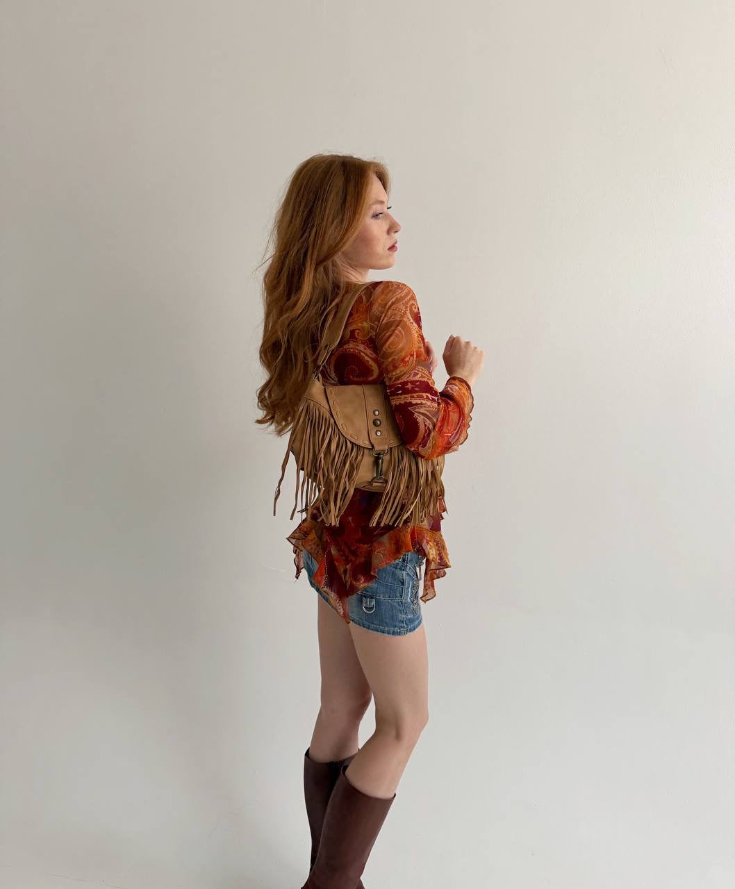 Vintage boho bag with fringe