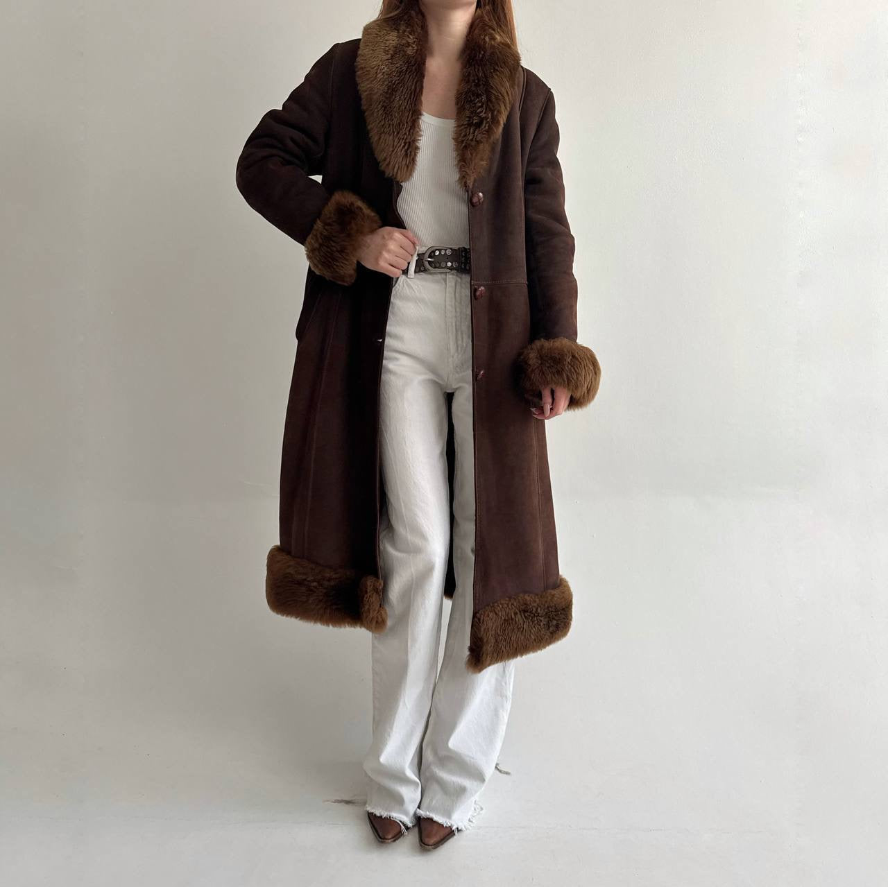 Vintage genuine leather sheepskin coat