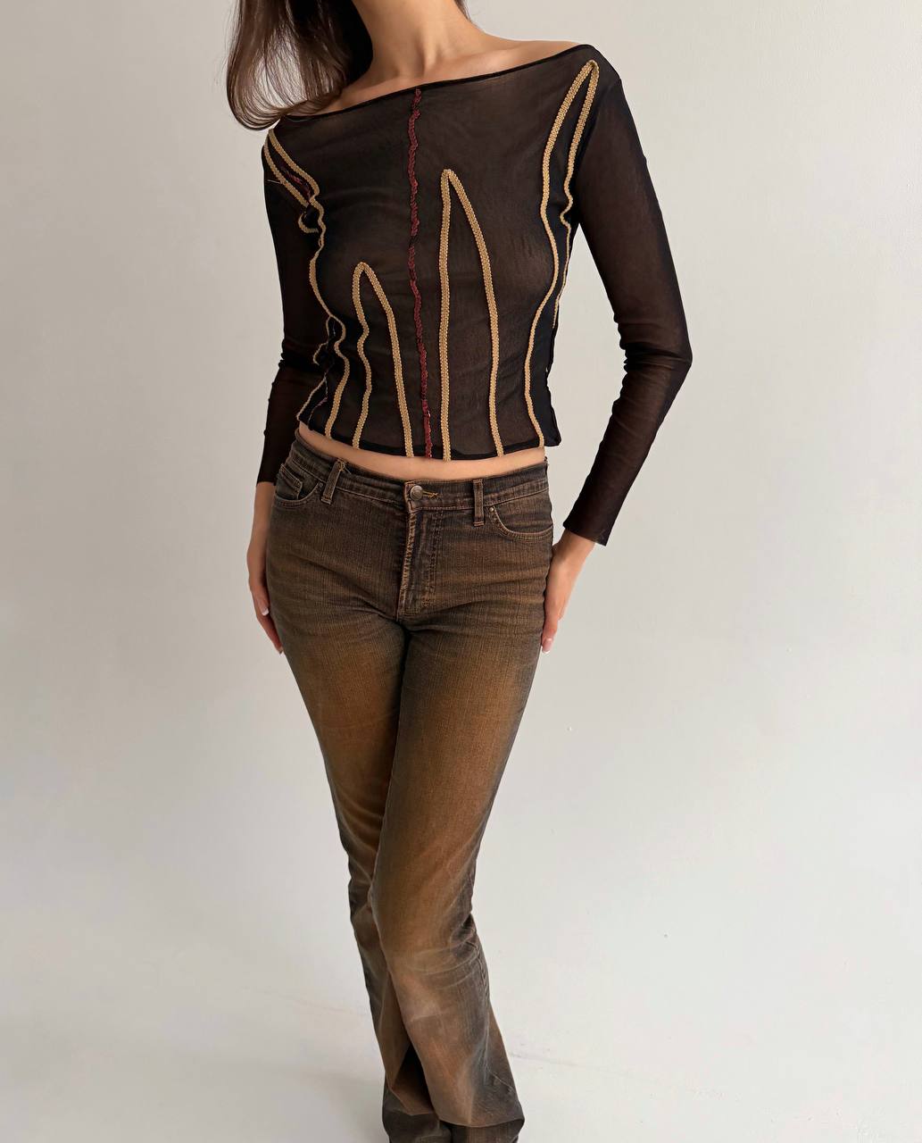 Vintage mesh top with sequins