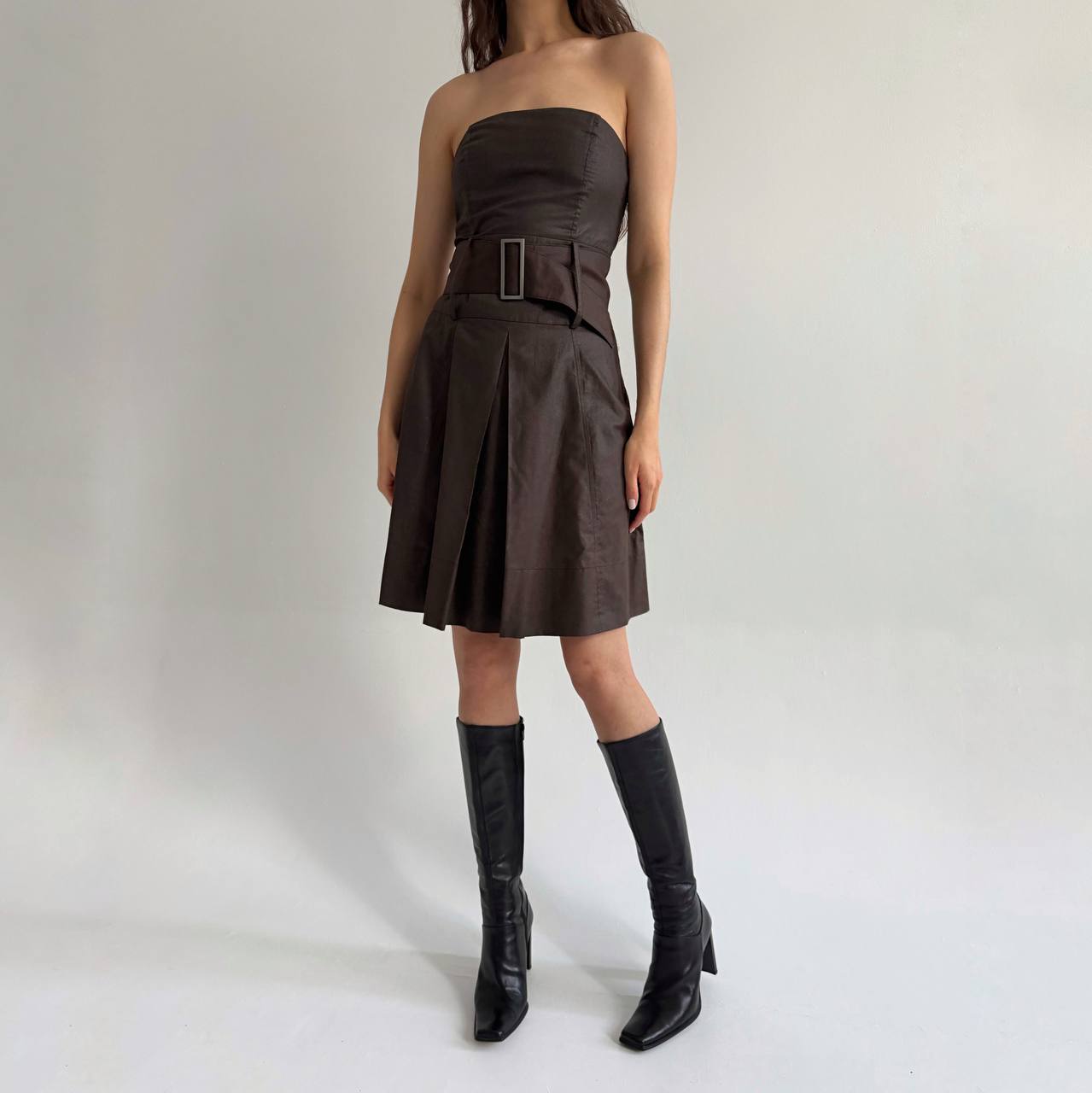 Vintage brown strapless dress