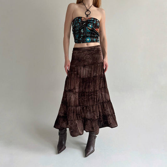 Vintage no rage brown velour fairycore skirt