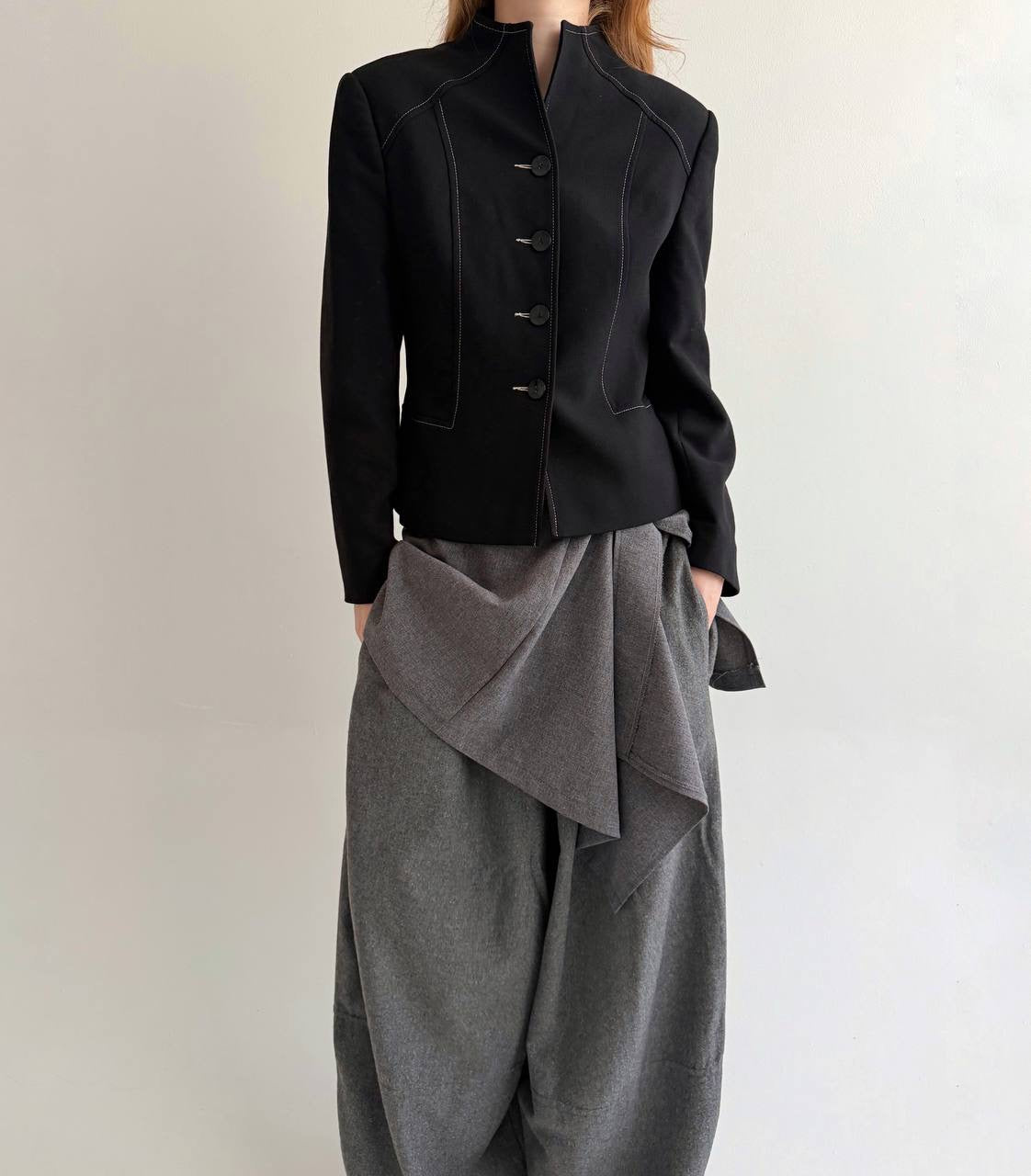 Vintage 45% viscose black button up blazer