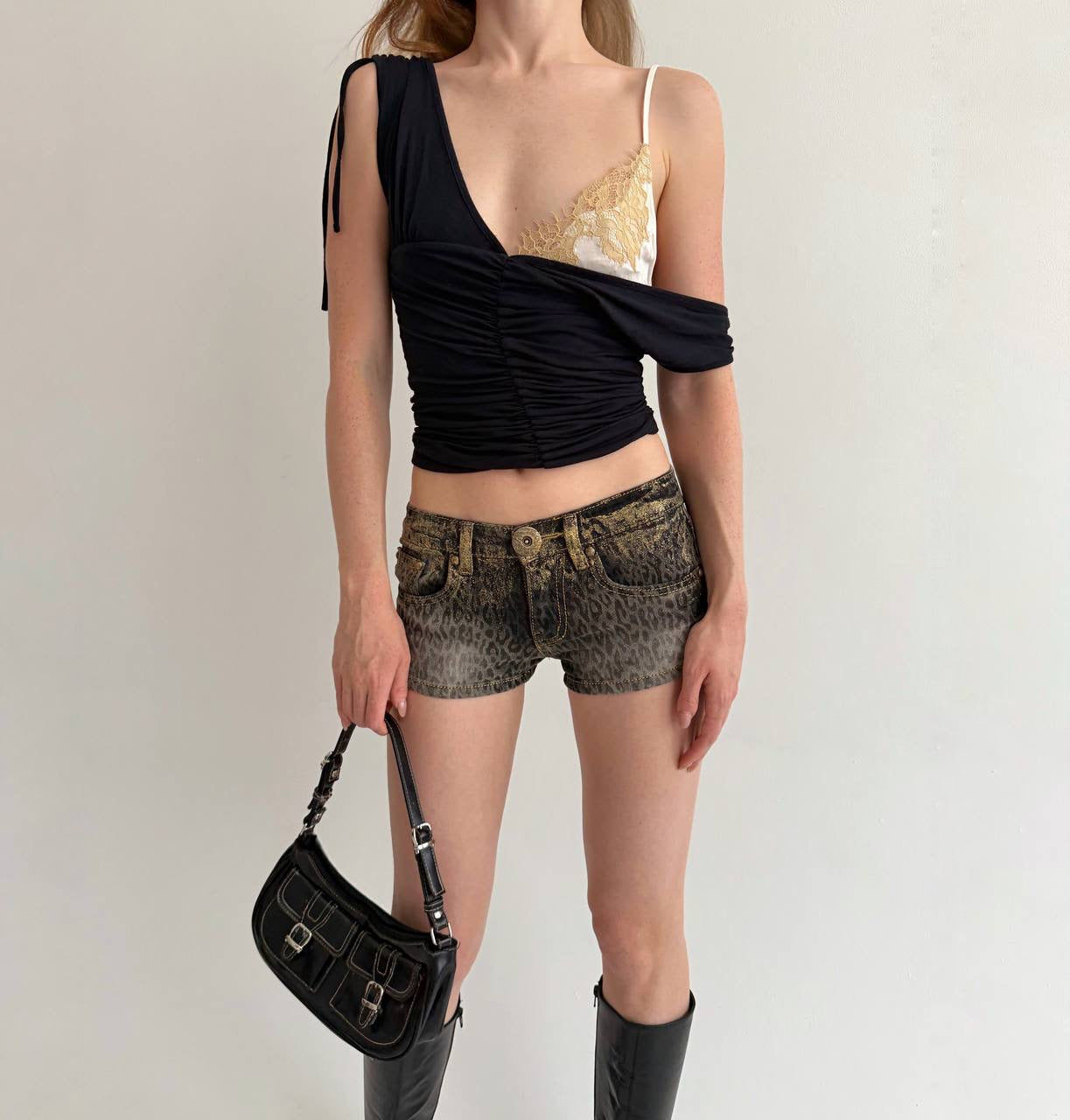 Vintage leopard printed micro mini shorts